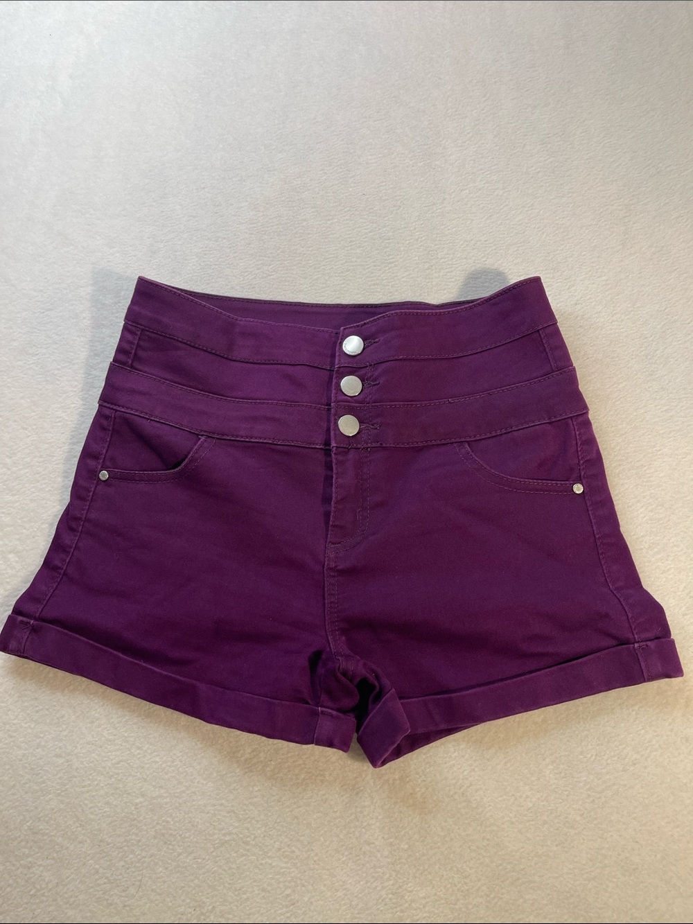 Tinseltown High-Waist Purple Cuffed Shorts WOMENS JR SIZE 3